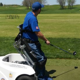 Veteran hitting with cart